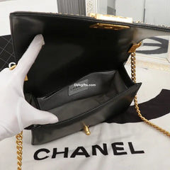 Chnel Top Handle Chevron Boy Handbag