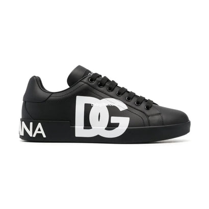 D And G Calfskin Nappa Portofino Sneakers With Dg Logo Print