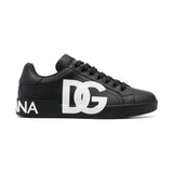 D And G Calfskin Nappa Portofino Sneakers With Dg Logo Print