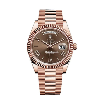 Ddate 40 President Chocolate Roman Dial 18k Rose Gold