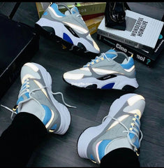 Dr B22 Technical Mesh Calfskin Sneaker White Blue