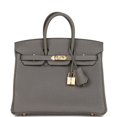 Herms Birkin 25 Gris Meyer Togo Gold Hardware