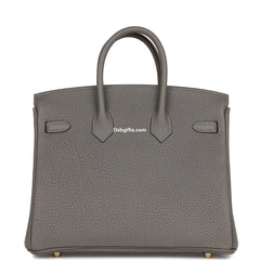 Herms Birkin 25 Gris Meyer Togo Gold Hardware