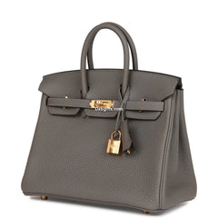 Herms Birkin 25 Gris Meyer Togo Gold Hardware