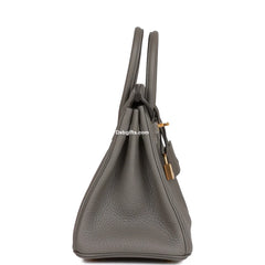 Herms Birkin 25 Gris Meyer Togo Gold Hardware
