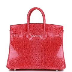Herms Birkin 25 Rose Extreme Lizard Palladium Hardware