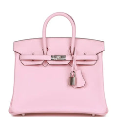 Herms Birkin 25 Rose Sakura Swift Palladium Hardware