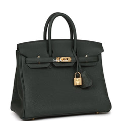 Herms Birkin 25 Vert Fonce Togo Gold Hardware