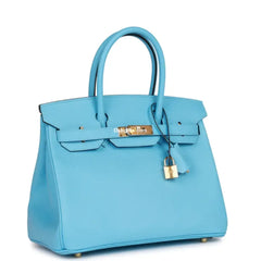 Herms Birkin 30 Celeste Epsom Gold Hardware