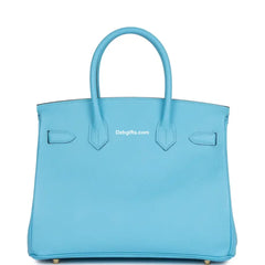 Herms Birkin 30 Celeste Epsom Gold Hardware