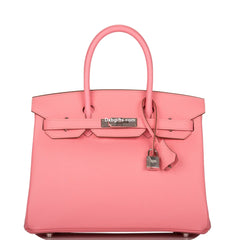 Herms Birkin 30 Rose Confetti Epsom Palladium Hardware