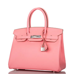 Herms Birkin 30 Rose Confetti Epsom Palladium Hardware