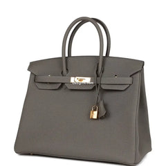 Herms Birkin 35 Gris Meyer Togo Gold Hardware