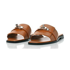 Herms Calfskin Giulia Sandals Naturel 'brown'