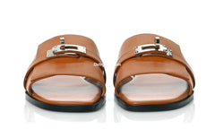 Herms Calfskin Giulia Sandals Naturel 'brown'