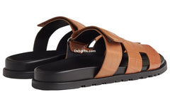 Herms Calfskin Sandals Crocodile Skin 