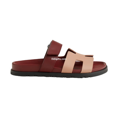 Herms Chypre Sandal "Beige Perlino / Red H"