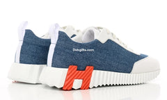 Herms Denim Suede Goatskin Bouncing  