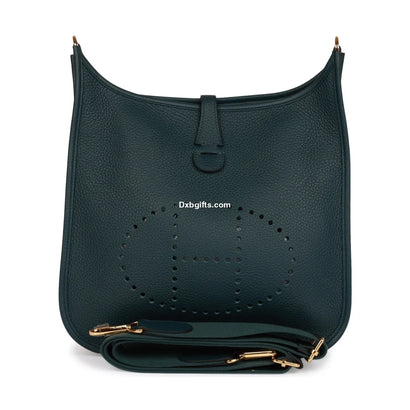Herms Evelyne Pm Vert Cypress Clemence Gold Hardware