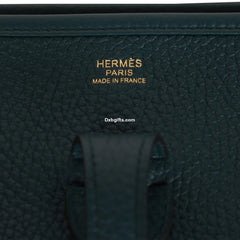 Herms Evelyne Pm Vert Cypress Clemence Gold Hardware