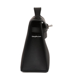Herms Kelly Pochette Black Swift Palladium Hardware
