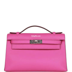 Herms Kelly Pochette Magnolia Swift Palladium Hardware