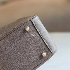 Herms Mini Lindy Tc 20 Elephant Gray Gold Buckle