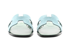Herms Oran Sandal Vert D'eau Suede Goatskin