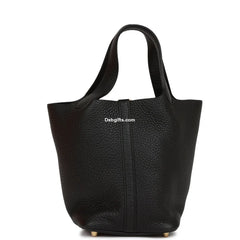 Herms Picotin Lock 18 Black Clemence Gold Hardware