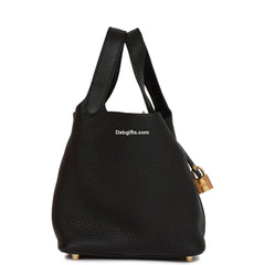 Herms Picotin Lock 18 Black Clemence Gold Hardware