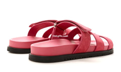 Herms Suede Goatskin Womens Chypre Sandals Rose Aphrodite