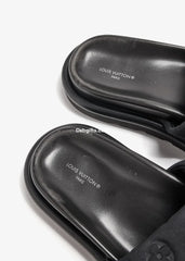 Iv Black Monogram Nylon Velcro Flats Slides