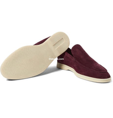 Loro P - Summer Walk Suede Loafers - Burgundy