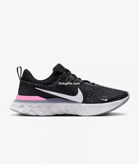 Nk React Infinity Run Flyknit 3 Black White Pink