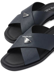 Prda Suede Crisscross Slides Baltic Blue