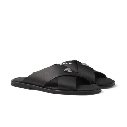 Prda Suede Crisscross Slides Black