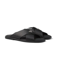 Prda Suede Crisscross Slides Black