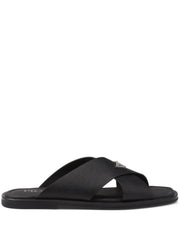Prda Suede Crisscross Slides Black