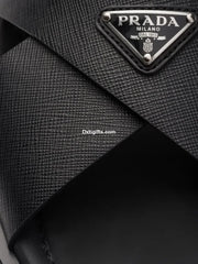 Prda Suede Crisscross Slides Black