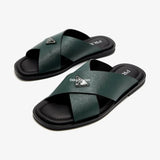Prda Suede Crisscross Slides Emerlad Green