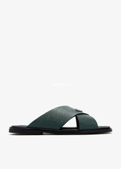 Prda Suede Crisscross Slides Emerlad Green