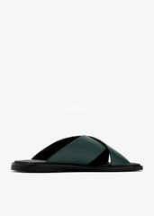 Prda Suede Crisscross Slides Emerlad Green