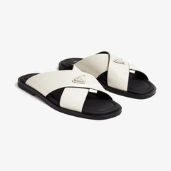 Prda Suede Crisscross Slides White