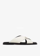 Prda Suede Crisscross Slides White