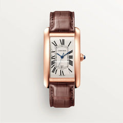 Tank Américaine Watch Large Model, Automatic Movement, Rose Gold, Leather