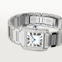 Tank Française Watch Medium Model, Quartz Movement, Steel, Diamonds