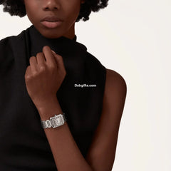 Tank Française Watch Medium Model, Quartz Movement, Steel, Diamonds