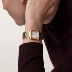 Tank Française Watch Medium Model, Quartz Movement, Yellow Gold