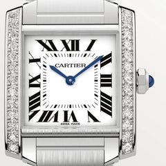 Tank Française Watch Medium Model, Quartz Movement, Steel, Diamonds