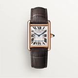 Tank Louis Cartr Watch Large Model, Hand-wound Mechanical Movement, Rose Gold, Leather